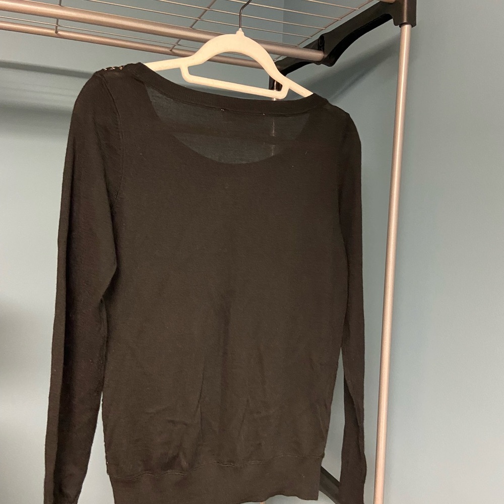 Ann Taylor LOFT Black Lace-Front Sweater | Size S